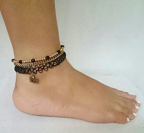 Black Choker Style Anklets for Women