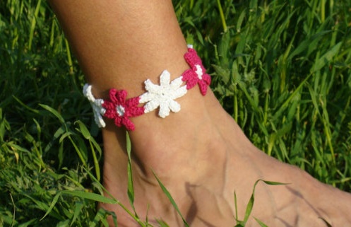 Floral Crochet Anklet