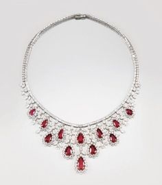 Pear shaped Ruby -Diamond Necklace