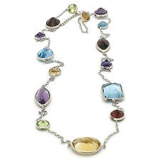 Multi-Shaped Faceted Gemstone White gold necklace