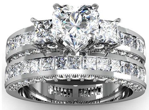 3 diamond set Couple Rings