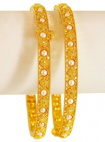 22 Karat Gold Pearl Bangles