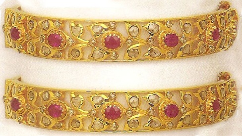 22 Karat Gold Ruby Stud Bangles