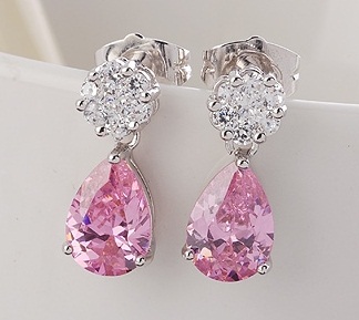 Tear drop Pink Earring