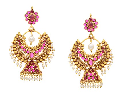 Pink Earring in Gold