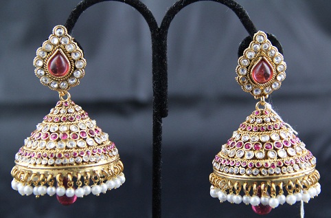 Jhumka type Pink Earring