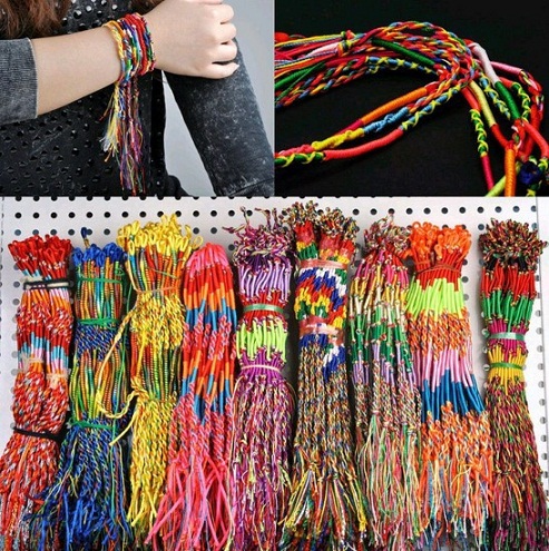 Braided colourful rubber bracelets