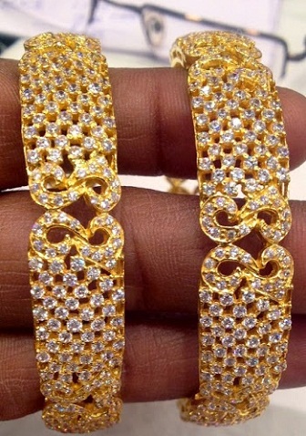 1gm Gold Bangles in Diamond