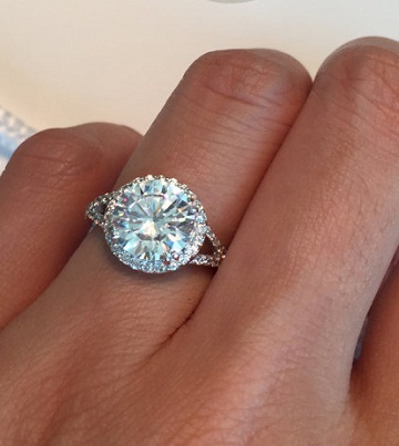 3 Carat Split Shank Halo Engagement Ring