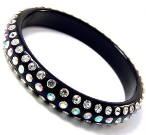 Acrylic Black Bangles with Stones