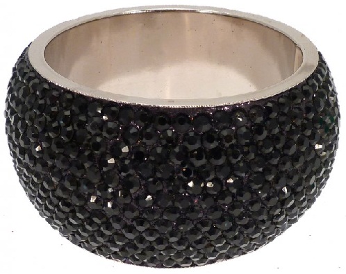 Wide Black Crystal Bangles