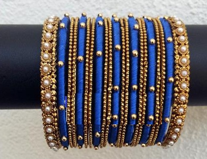 Blue and Golden Pearl Bangles