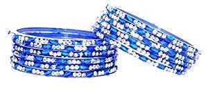 Silver Dotted Blue Bangles