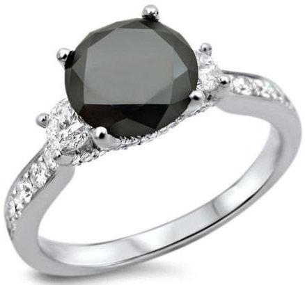 Black Three Stone Diamond Ring