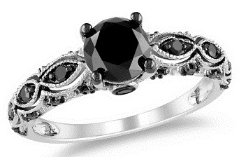 Black Diamond Silver Ring for Women