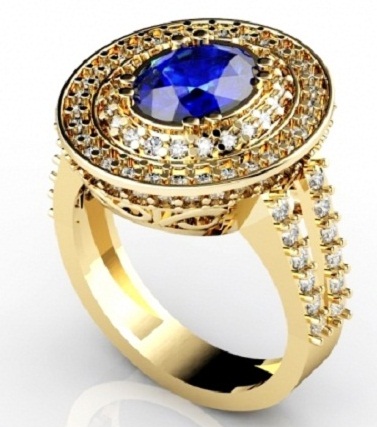 Blue Diamond Gold Rings