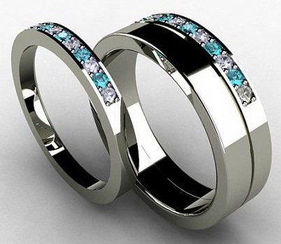 Blue Diamond wedding Bands for Men