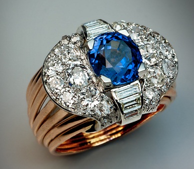 Blue Ceylon Diamond Ring