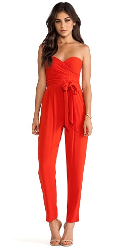 Red Strapless Jumpsuit