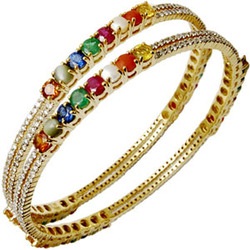 Gold Bangle with Gemstone