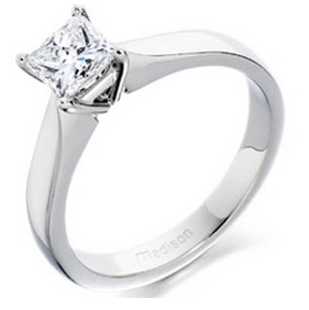 Princess Cut High Stud Silver Ring