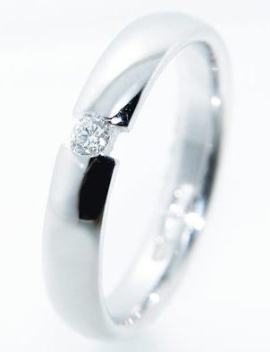 Single Diamond Stud Silver Ring