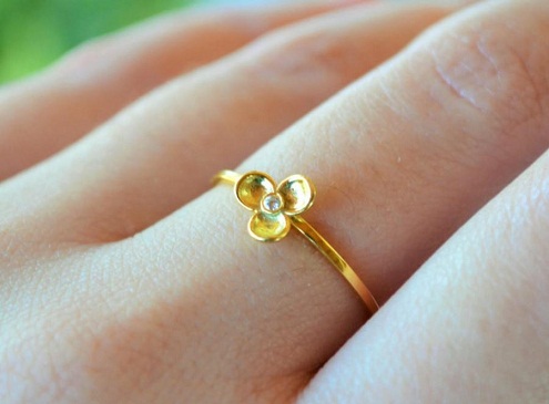 Single white Diamond Floral Stacking Ring