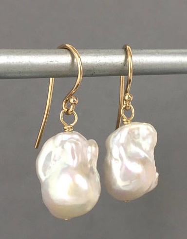 14 Karat Baroque Pearl Earrings