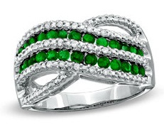 Sterling Silver Emerald Criss Cross Engagement Rings