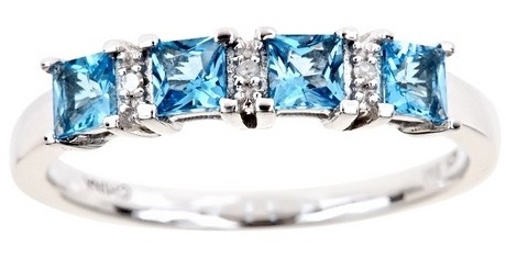 Topaz Diamond Princess Cut Ring