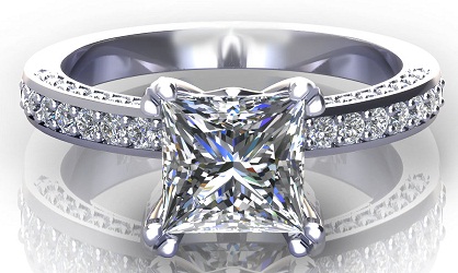 White Gold Princess Cut Engagement Ring