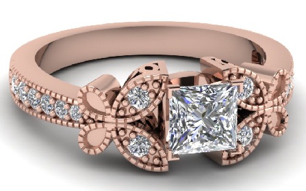 Butterfly Ring with Princess Cut Diamonds