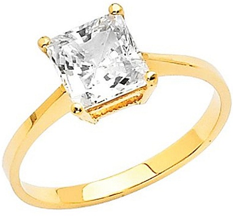 Gold Solitaire Princess Cut Engagement Ring