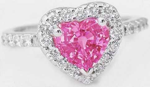 Heart Pink Sapphire and Diamond Ring