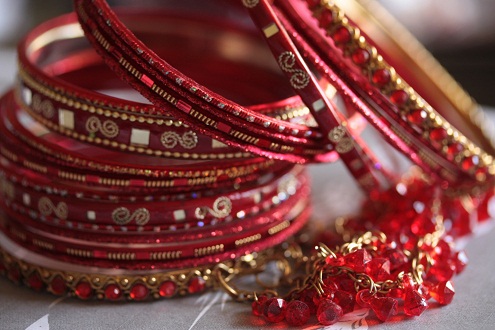 Red Zardosi Work Bangles