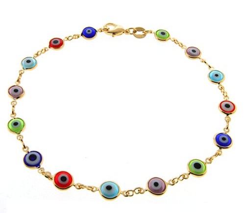 Fancy Gold Plated Multicolour Gemstone Anklets