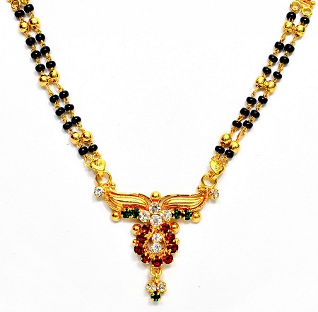 Multi stone locket mangalsutra