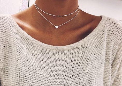 Heart chain silver choker