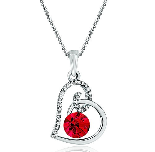 Heart shaped July birthstone necklace