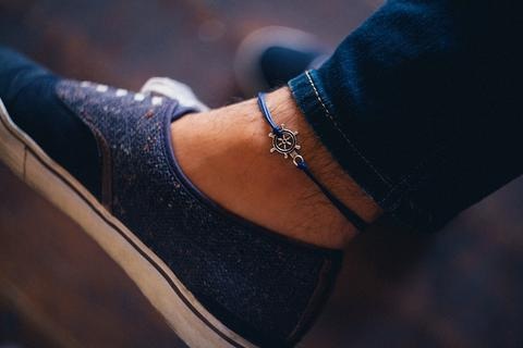 Blue Ship Wheel Anklets