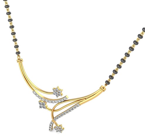 1 Gram Gold Mangalsutra with Diamond Pendant