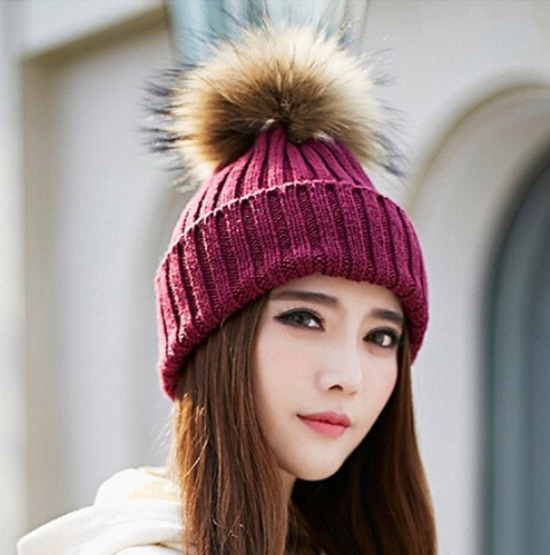 Fur Knitted Beanie Hats