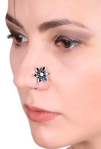 Floral Clip on Nose Pin