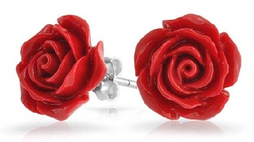 Red Rose Earrings