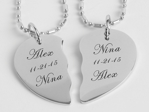 Personalized Split Heart necklace