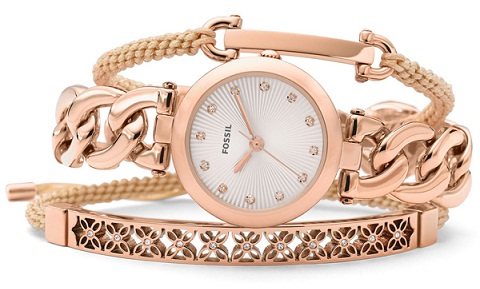 Rose Gold Bangle with Watch Set