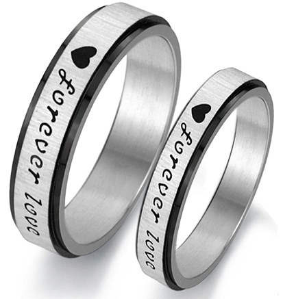 Couple Ring Set in Black & Silver