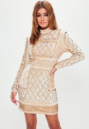 Georgette A Line Dress - Beaded Dress