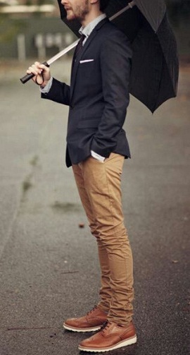 Dapper Style Look in Khaki Jeans