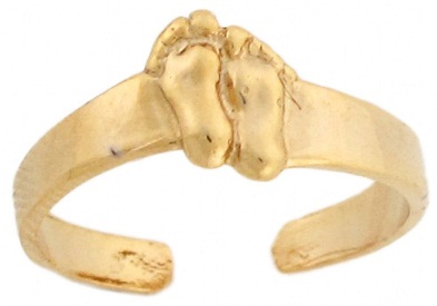 Designer Foot Print 14 K Gold Toe Ring